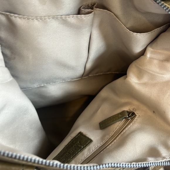 American Leather Co. Tooled botanical neutral Olive green brown zipper H… - Picture 5 of 11